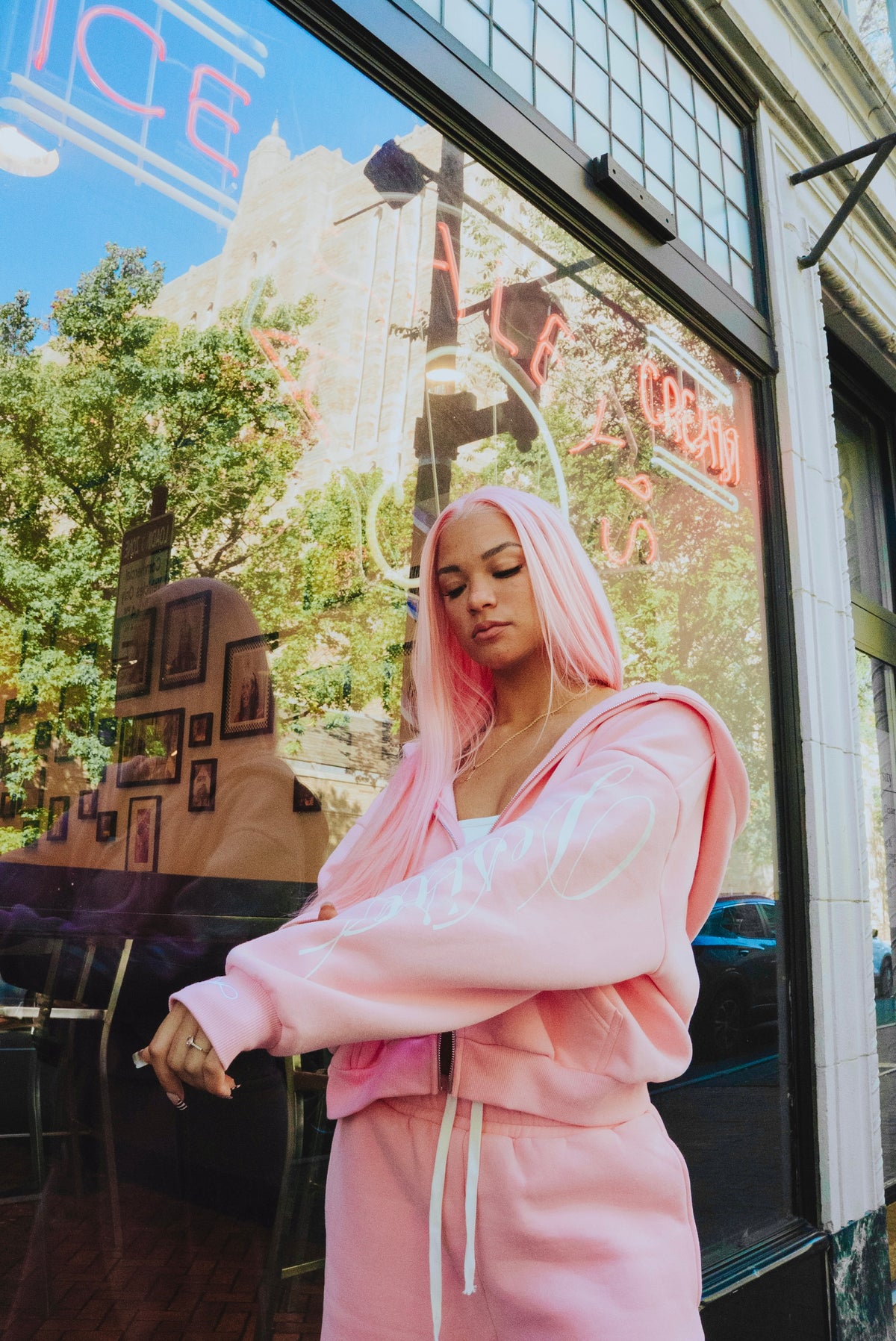 Pink desire zip-up hoodie