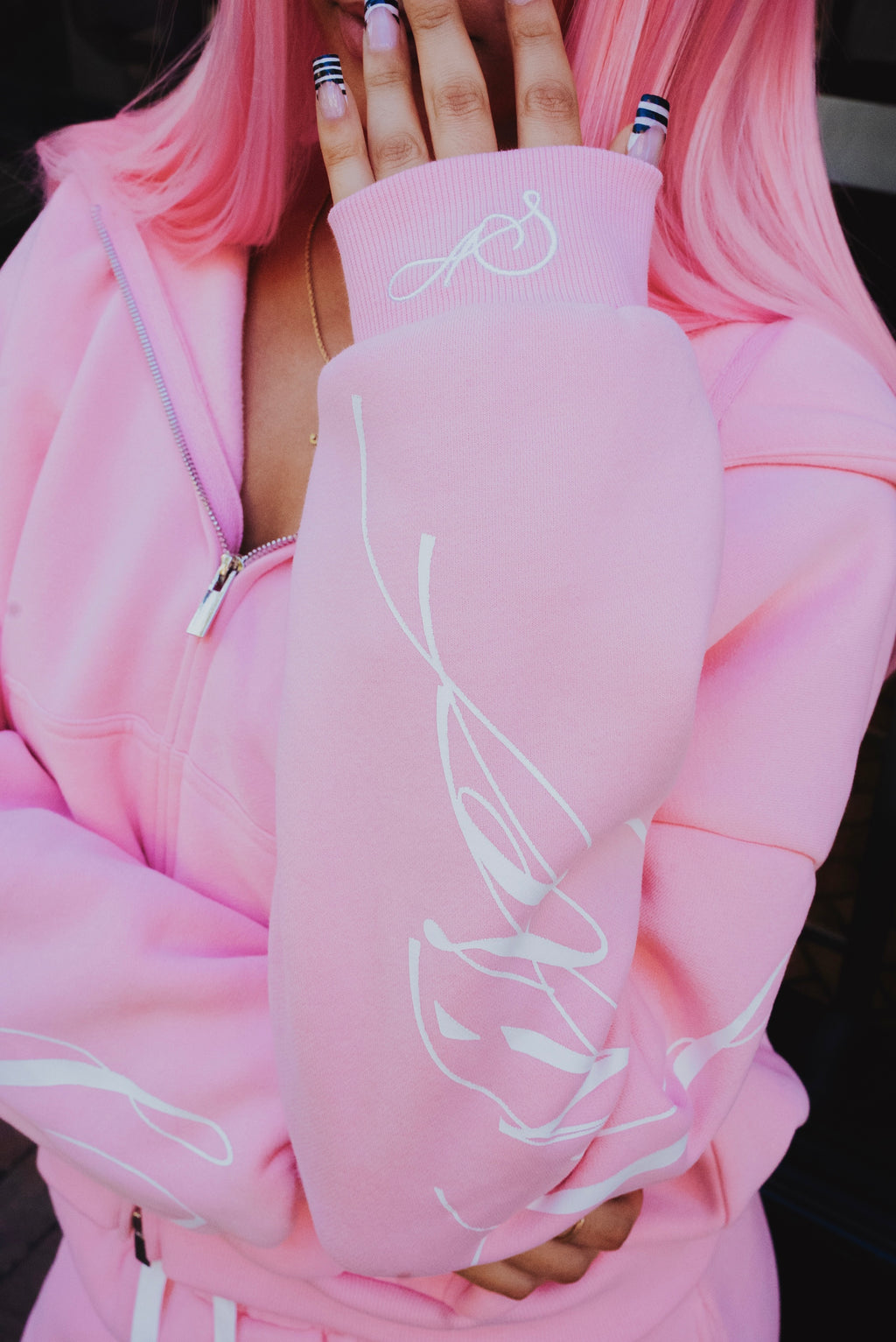 Pink desire zip-up hoodie